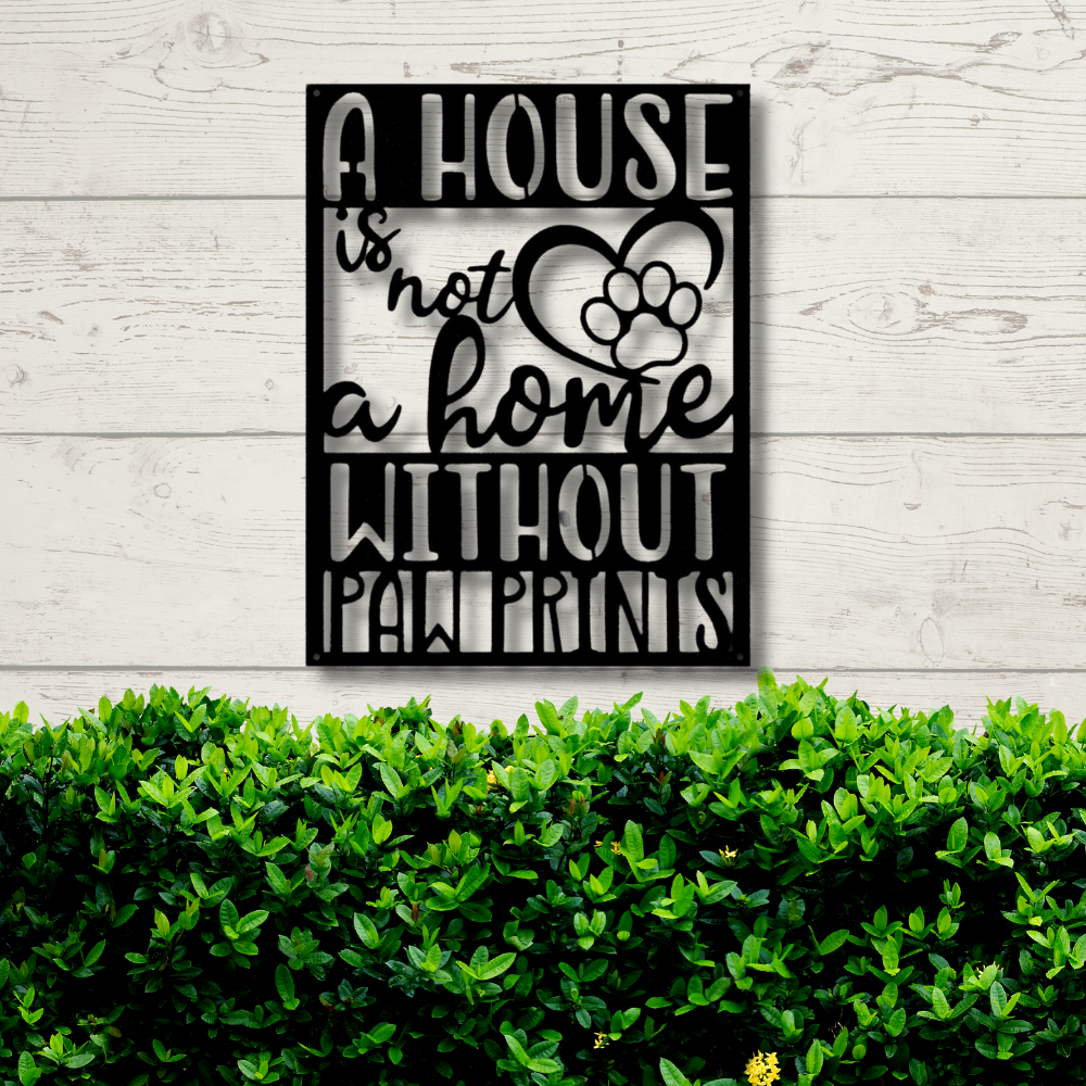 Pet Lovers Metal Sign, Paw Print Welcome Monogram, Wall Hanging Art, Mothers Day Gift