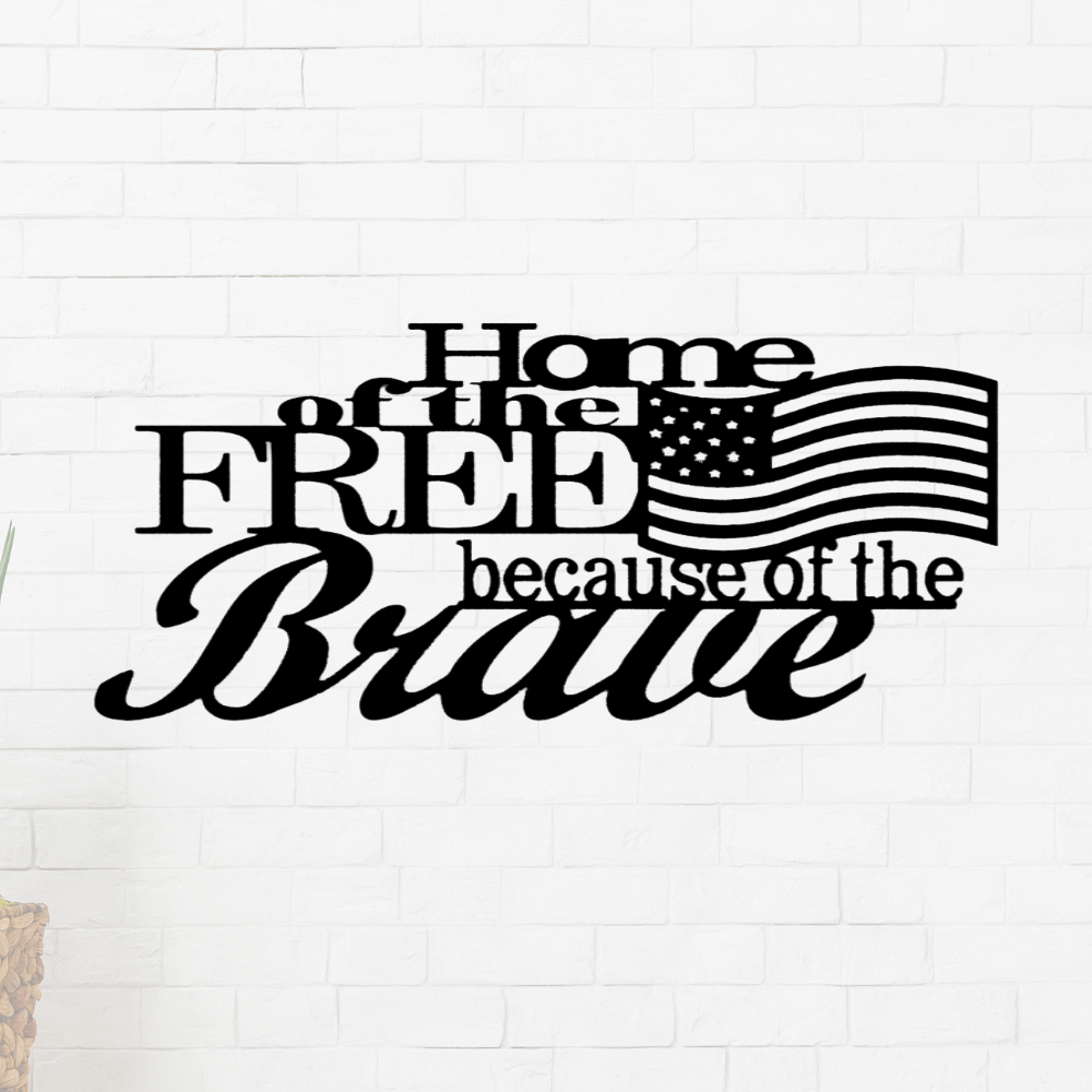 Home of the Free Metal Sign, Wall Decor, Patriotic American Monogram, Wall Hanging Decor, Fathers Day Gift