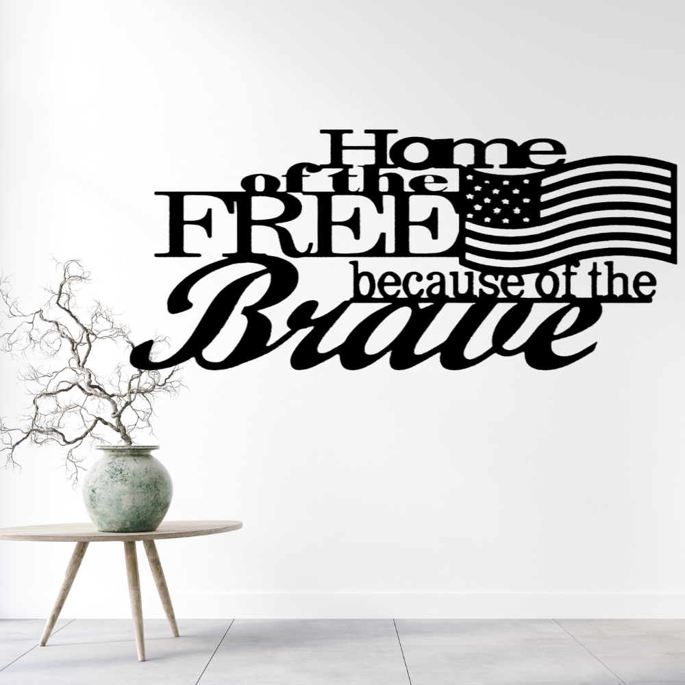 Home of the Free Metal Sign, Wall Decor, Patriotic American Monogram, Wall Hanging Decor, Fathers Day Gift