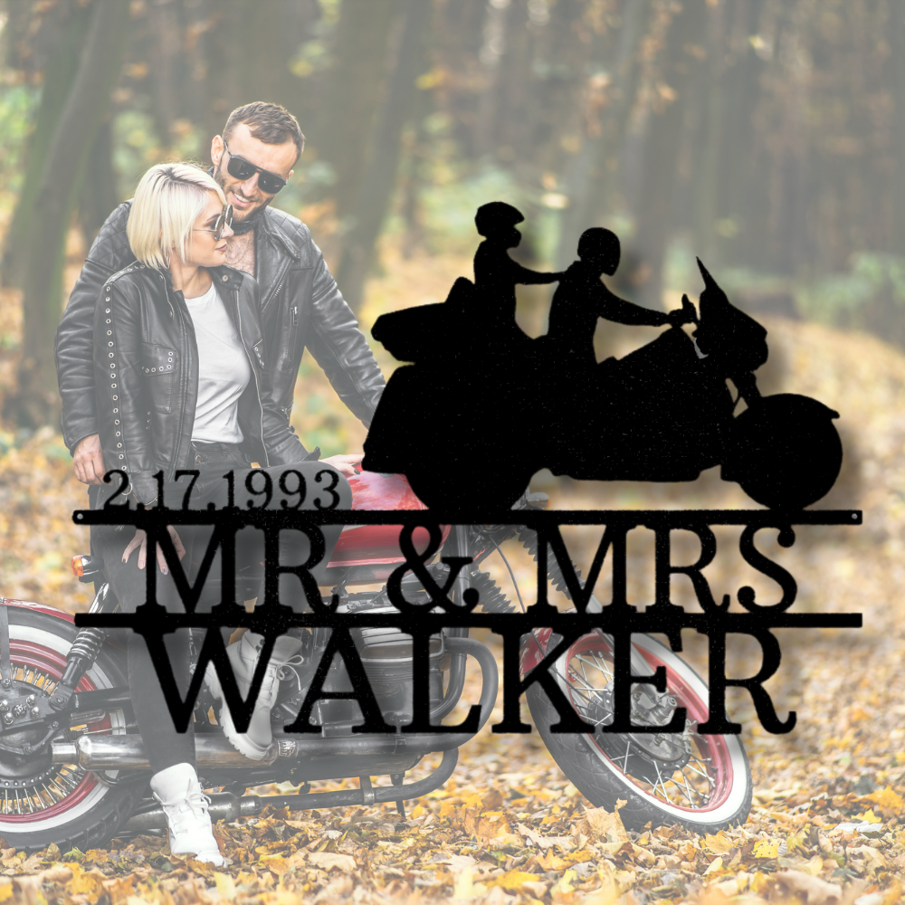 Customizable Biker Couple Metal Sign, Personalized Motorcycle Metal Art, Housewarming Decoration, Indoor Outdoor Metal Art, Wedding Anniversary Gift, Riders For Life Wall Hanging.