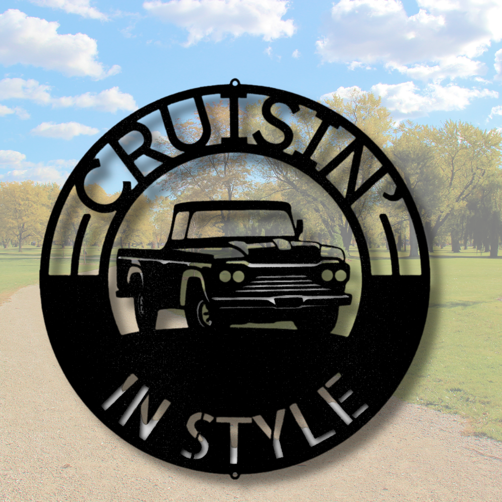 Personalized Classic Pickup Truck Metal Sign, Pickup Truck Metal Sign Art, Indoor Outdoor Decor, Housewarming Gift For Car Loving Dad, Wall Hanging Art.