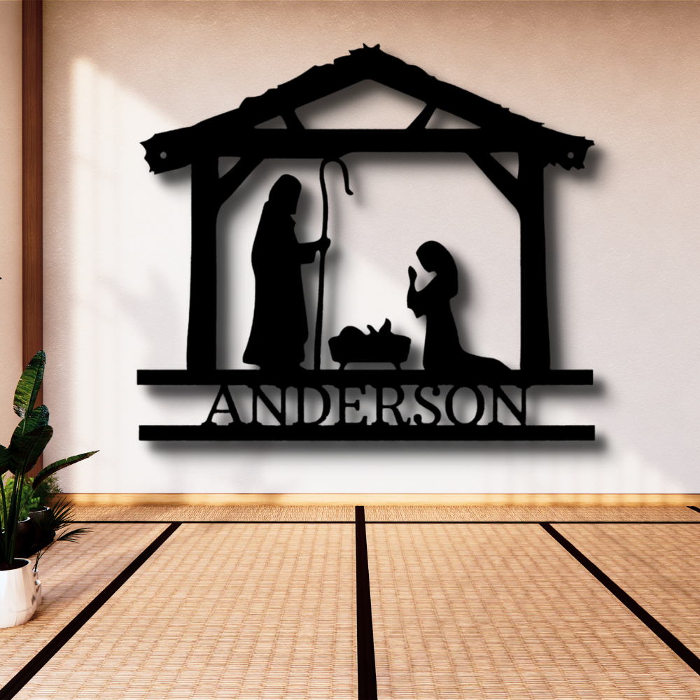 Personalized Nativity Simple Metal Sign, Custom Nativity Scene Wall Decor, Christian Wall Art Decor, Christmas Gifts Wall Decoration, Living Room Wall Art Decor.