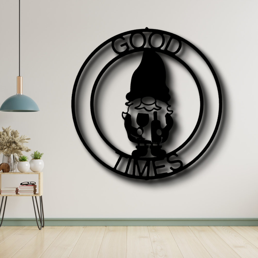 Custom Name Gnome Ring Monogram, Personalized Gnome Metal Art, Christmas Wall Art, Indoor Wall Decor, Housewarming Gift.