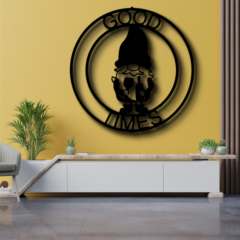 Custom Name Gnome Ring Monogram, Personalized Gnome Metal Art, Christmas Wall Art, Indoor Wall Decor, Housewarming Gift.