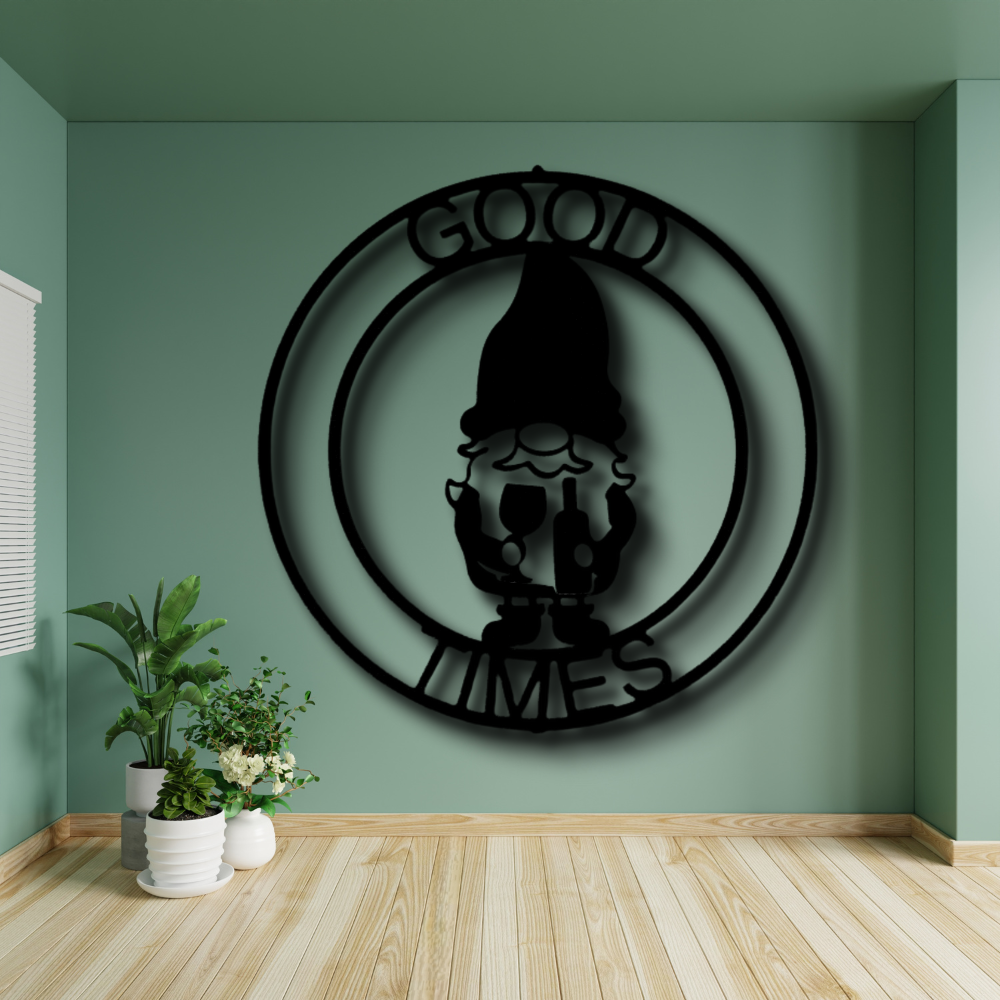 Custom Name Gnome Ring Monogram, Personalized Gnome Metal Art, Christmas Wall Art, Indoor Wall Decor, Housewarming Gift.
