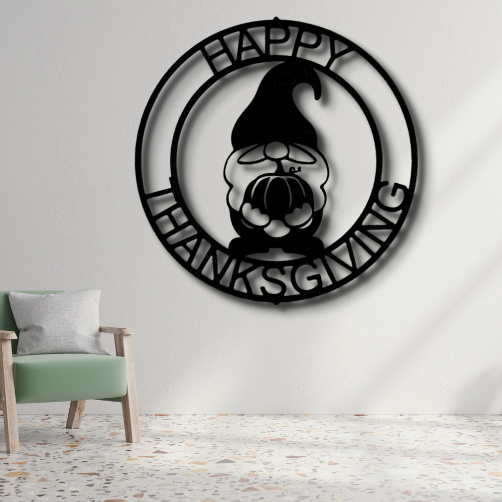 Custom Name Gnome Ring Monogram, Personalized Gnome Metal Art, Christmas Wall Art, Indoor Wall Decor, Housewarming Gift.