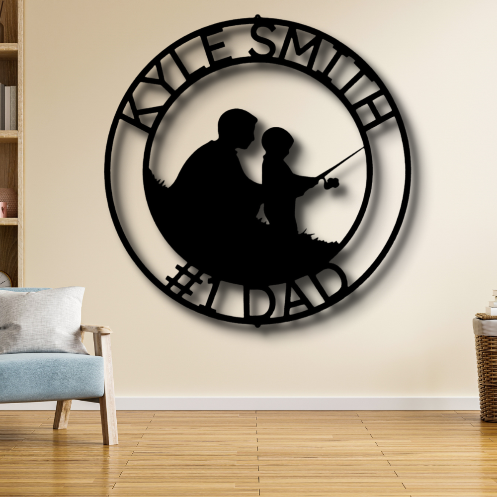 Father and Son Fishing Metal Sign, Personalized Father and Son Fishing Wall Art Decor, Recreation Time Metal Art, Housewarming Gift For Him, Birthday Gift For Amazing Dad