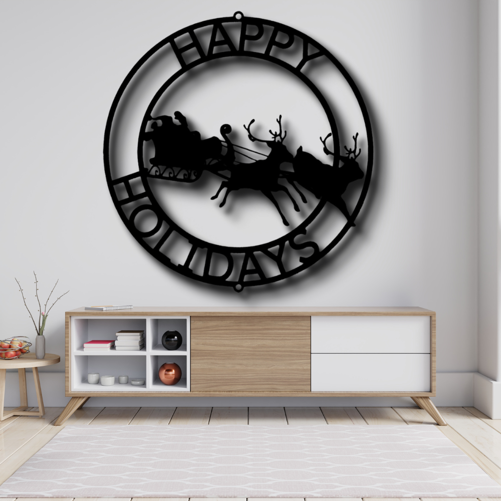 Personalized Christmas Cheer Metal Sign, Custom Reindeer Metal Art Decor, Christmas Holidays Wall Decor, Winter Holidays Wall Art Sign