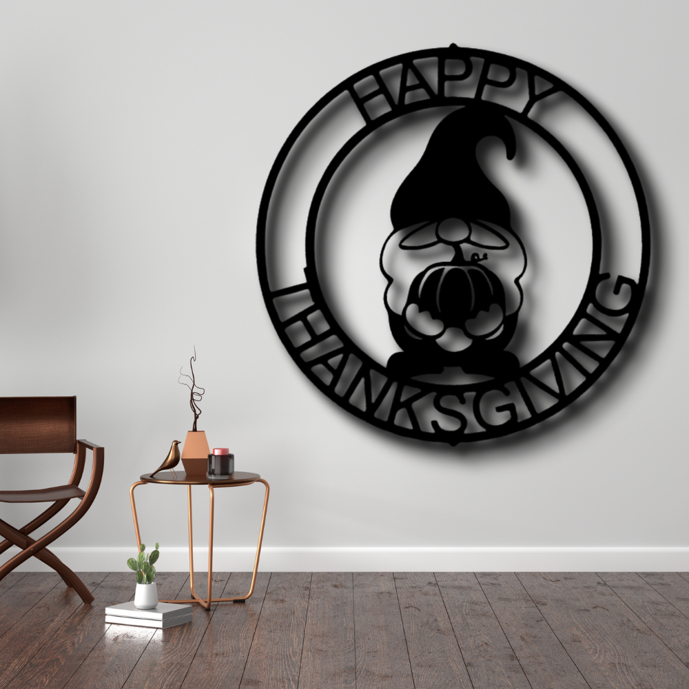 Custom Name Gnome Ring Monogram, Personalized Gnome Metal Art, Christmas Wall Art, Indoor Wall Decor, Housewarming Gift.