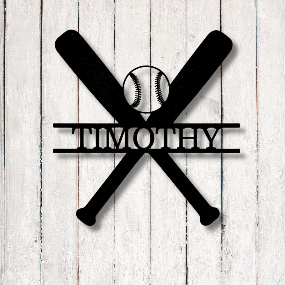 Custom Swing Batter Monogram, Baseball Metal Plaque With Last Name, Birthday Gift for Him, Indoor Decor