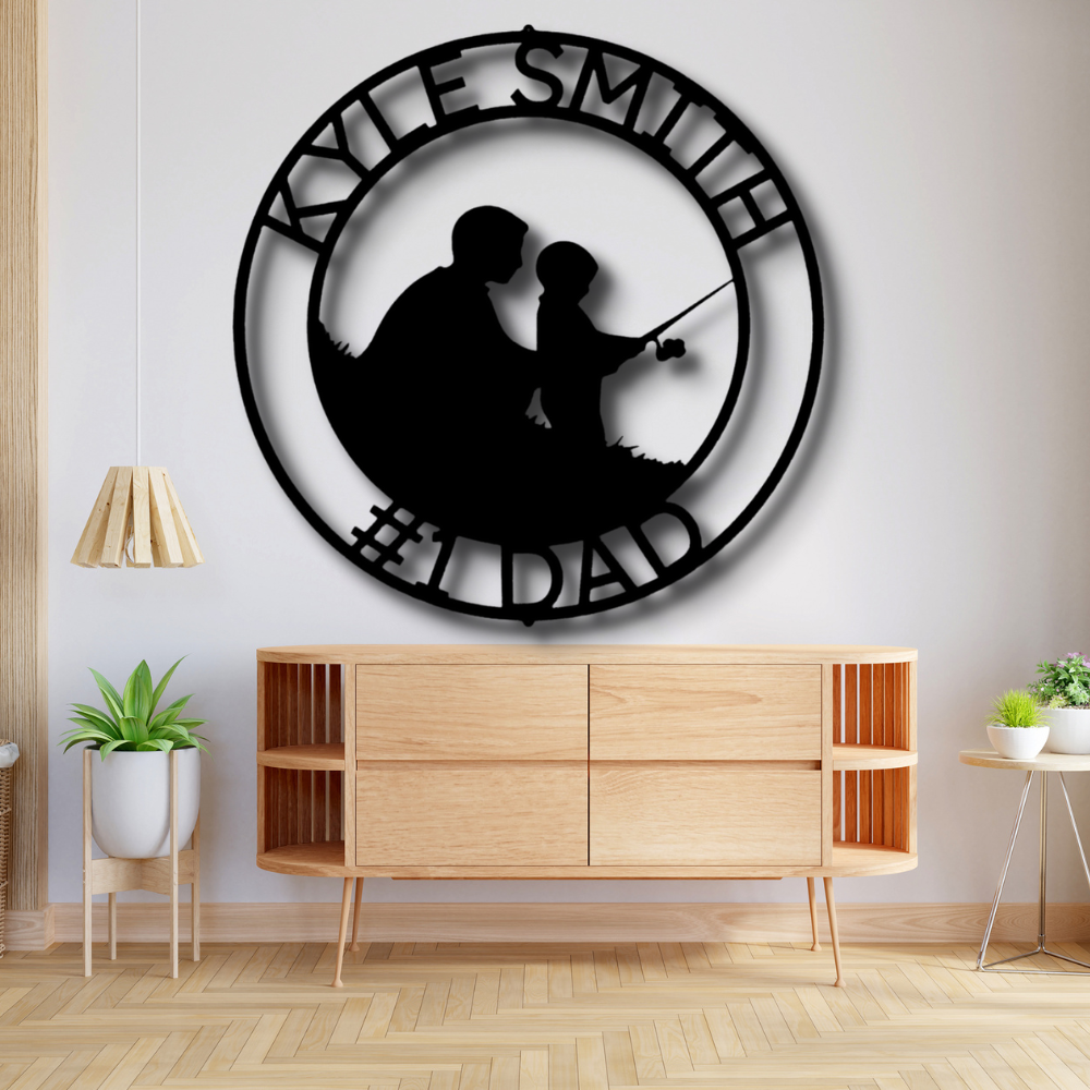 Father and Son Fishing Metal Sign, Personalized Father and Son Fishing Wall Art Decor, Recreation Time Metal Art, Housewarming Gift For Him, Birthday Gift For Amazing Dad