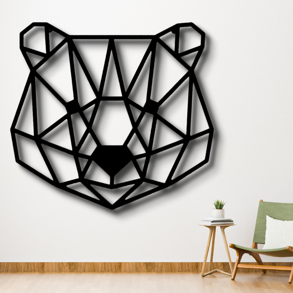 Geometric Bear Metal Sign, Geometric Bear Wall Art Decor Gift For Him, Cabin Wall Hanging, Indoor Outdoor Wall, Living Room Wall Art Decoration.