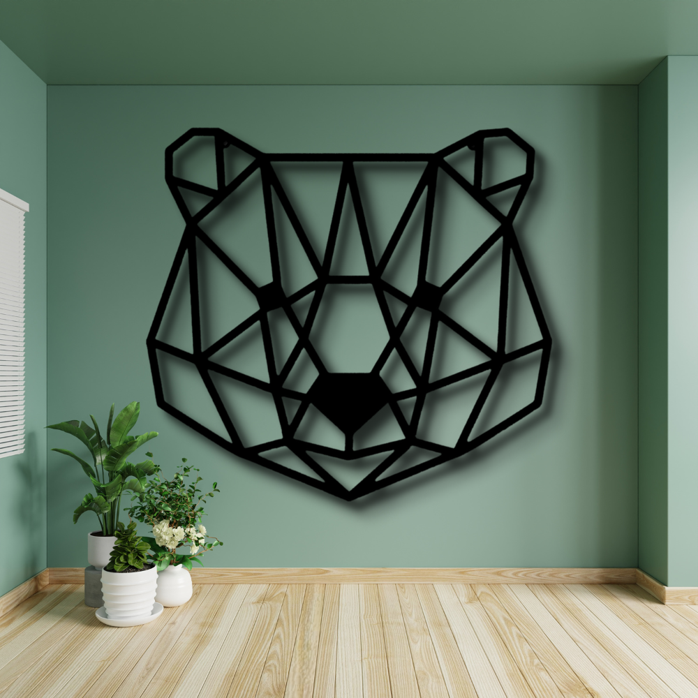 Geometric Bear Metal Sign, Geometric Bear Wall Art Decor Gift For Him, Cabin Wall Hanging, Indoor Outdoor Wall, Living Room Wall Art Decoration.