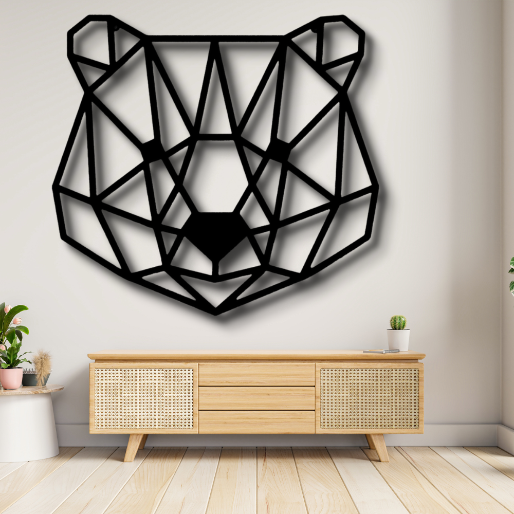 Geometric Bear Metal Sign, Geometric Bear Wall Art Decor Gift For Him, Cabin Wall Hanging, Indoor Outdoor Wall, Living Room Wall Art Decoration.