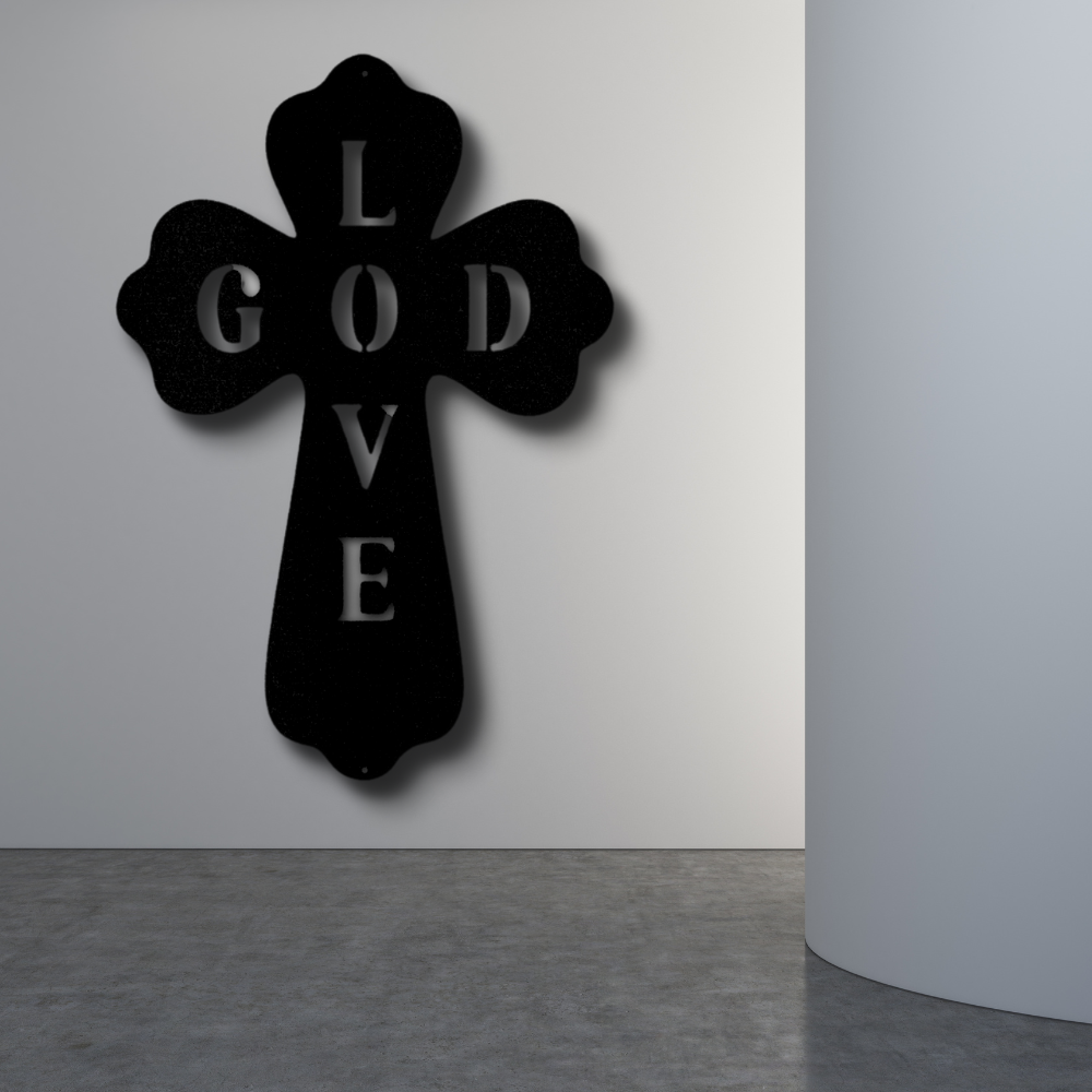 God Love Cross Metal Art Sign, God Love Cross Wall Art Decor, Religious Home Accent, Christian Cross Metal Art, God Love Decor, Baptism Gift.