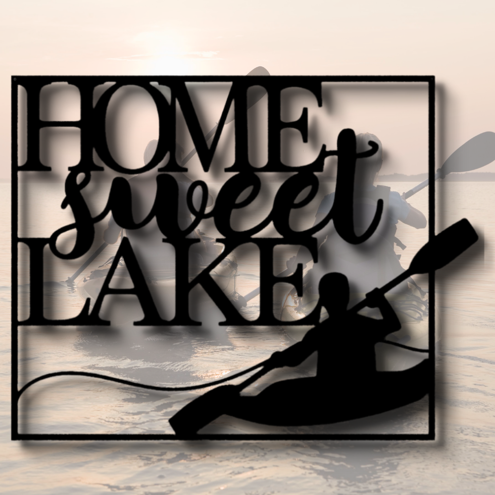 Home Sweet Lake Quote Kayaking Metal Art Sign, Sweet Home Wall Art Decor, Living Room Wall Art Sign, Housewarming Gift For Her