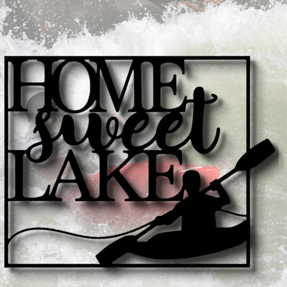 Home Sweet Lake Quote Kayaking Metal Art Sign, Sweet Home Wall Art Decor, Living Room Wall Art Sign, Housewarming Gift For Her