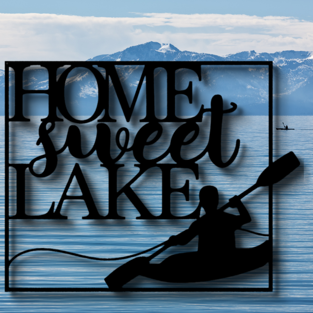 Home Sweet Lake Quote Kayaking Metal Art Sign, Sweet Home Wall Art Decor, Living Room Wall Art Sign, Housewarming Gift For Her