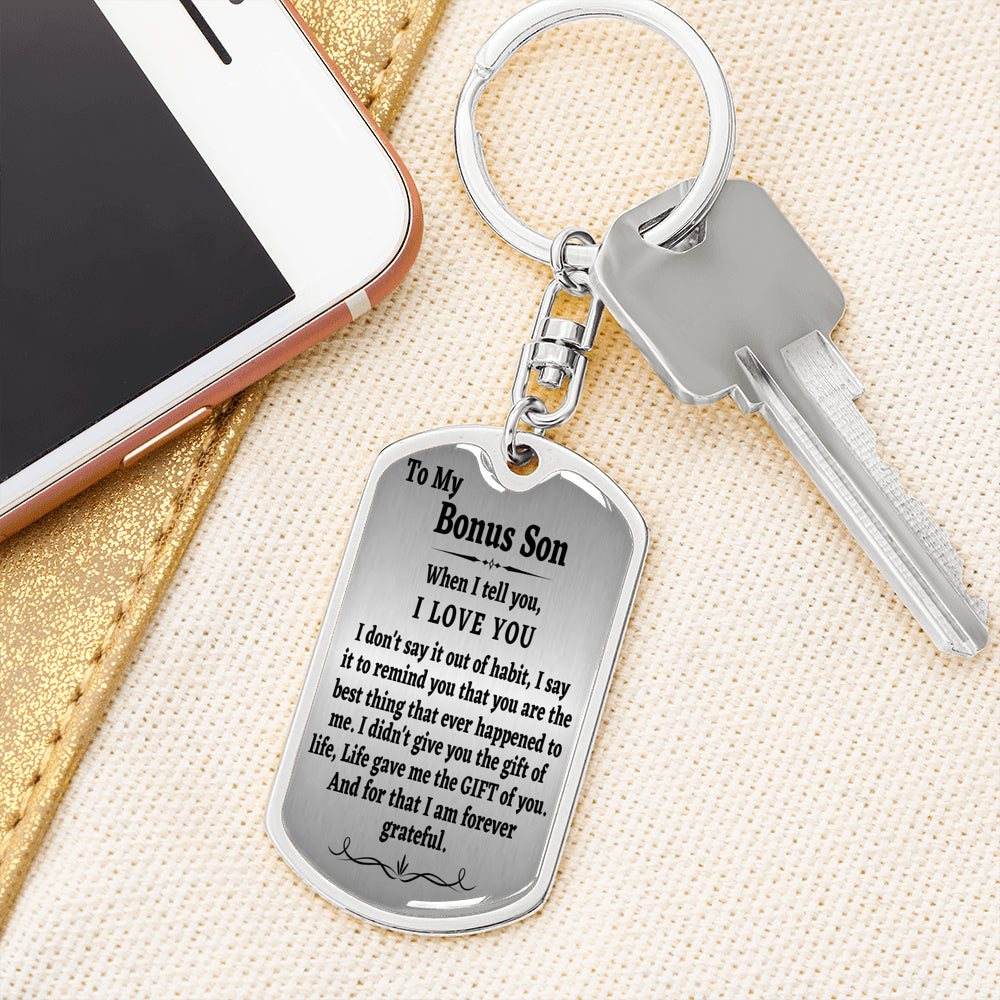 To My Bonus Son Keychain, Stepson Gift, Bonus Son Birthday Gift, Gift for Bonus Son From Stepdad, Christmas Gift