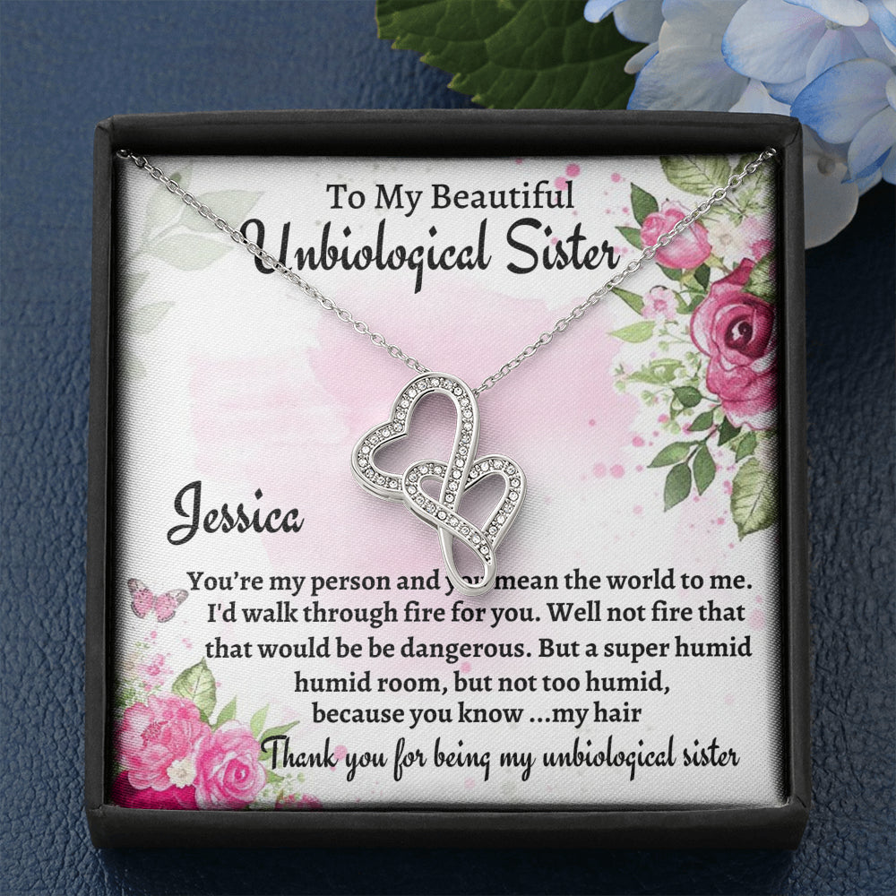 Unbiological Sister Gift, Personalized Double Hearts Necklace, Gift For A Soul Sister, Birthday Gift For A Friend, Best Friend Christmas Gift