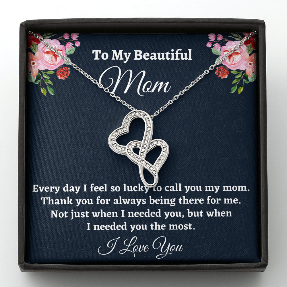 Gift for Mom, Birthday Gift for Mom, Double Hearts Necklace, Present From Daughter to Mother Christmas Gift From Son