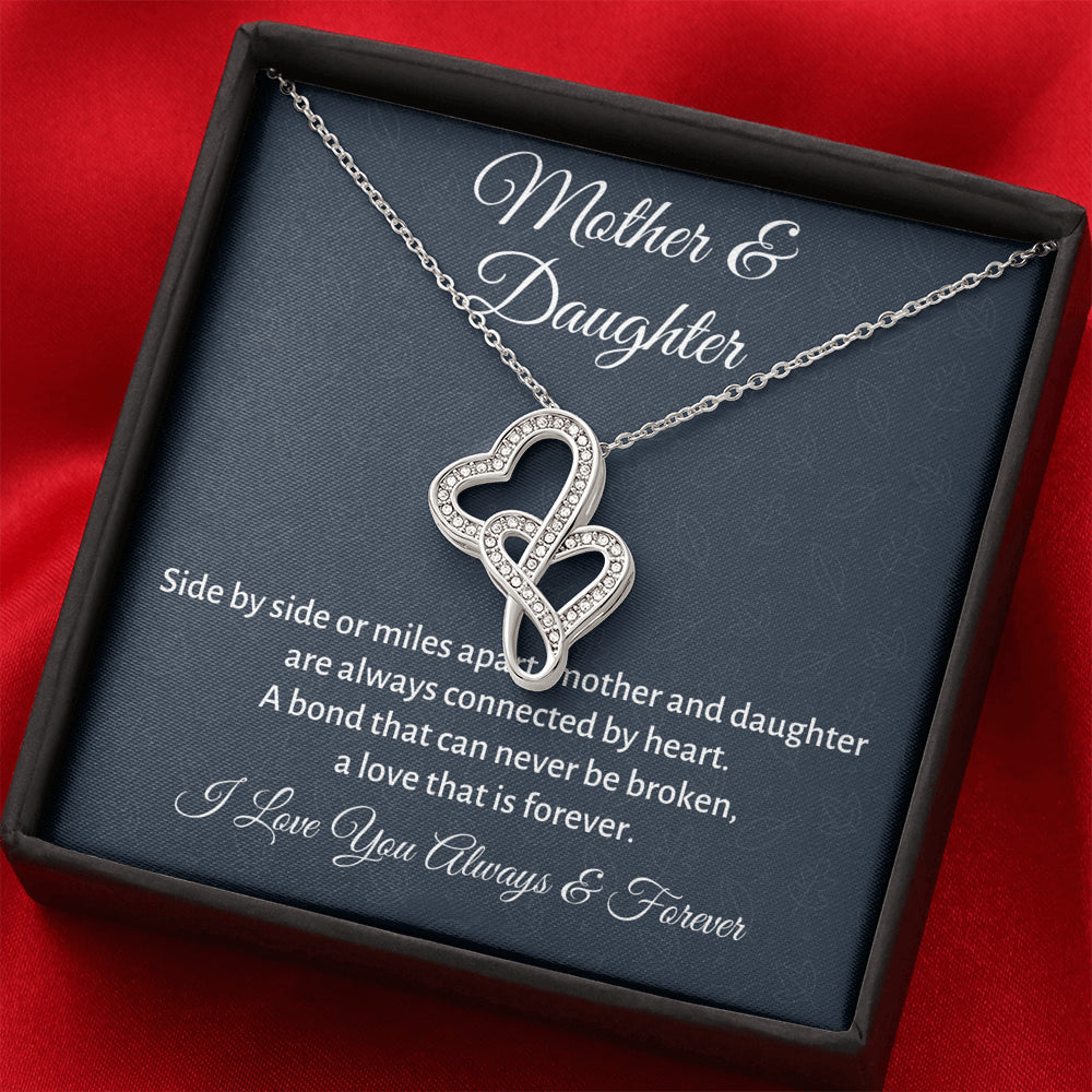 Mother & Daughter Double Hearts Necklace Gift, Mom Birthday or Christmas Present from Daughter, Parent Appreciation Gift