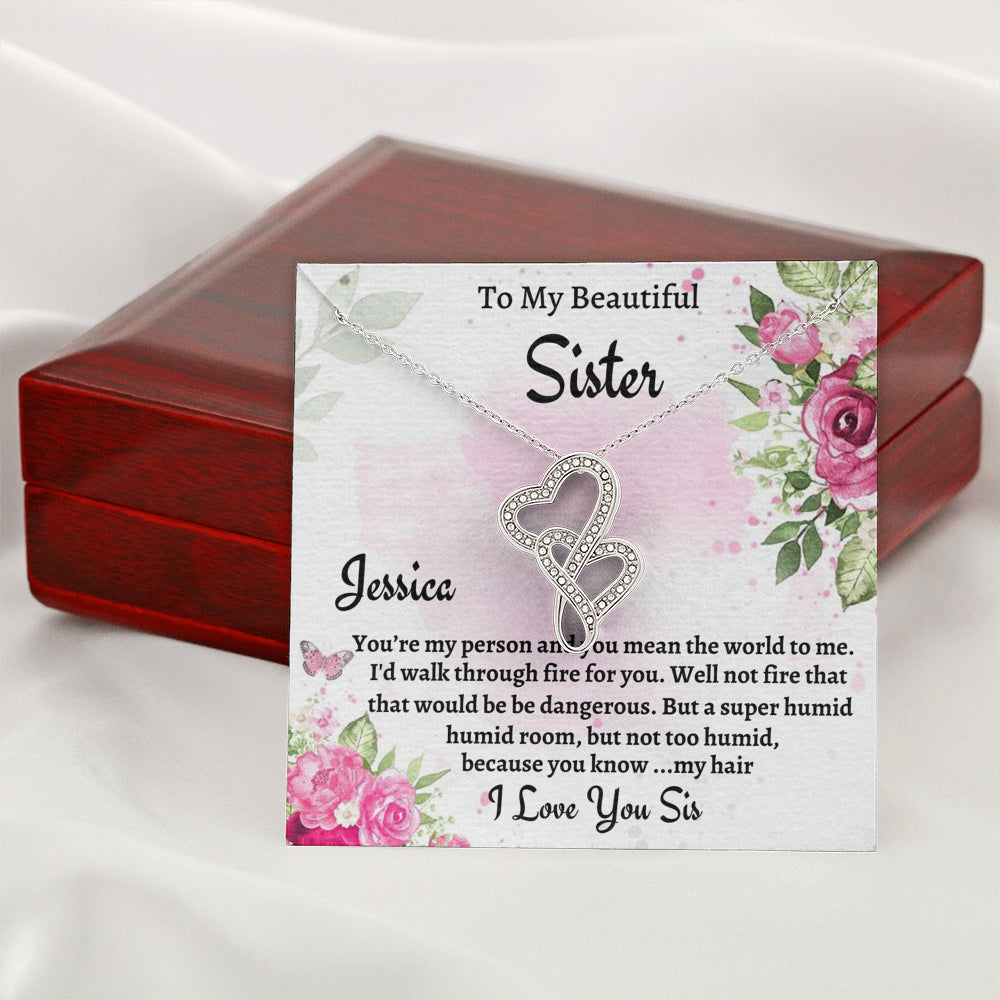 To My Sister Gift, Personalized Double Hearts Necklace, Gift For Soul Sister, Birthday Gift For A Sister, Best Friend Christmas Gift