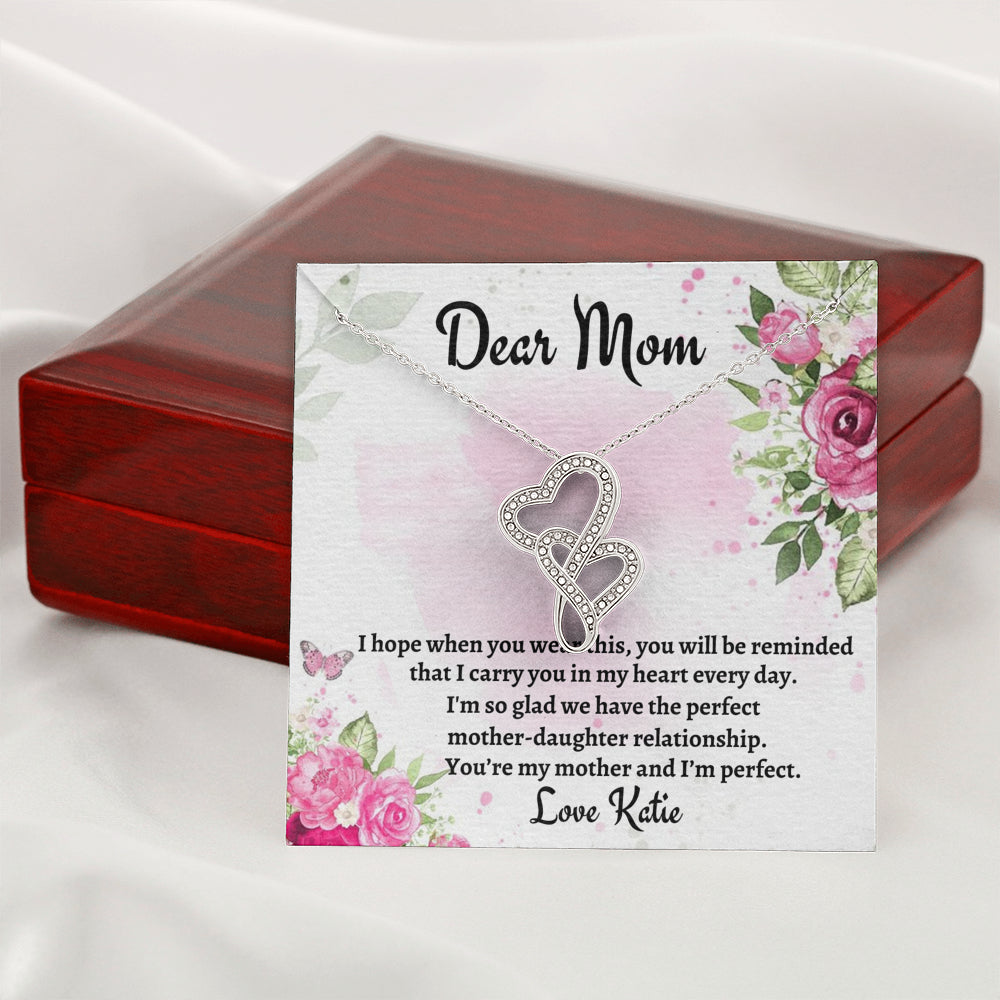 Gift for Mom, Double Hearts Necklace Gift For Mom, Birthday Gift, Present From Daughter to Mother Christmas Gift
