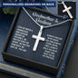 Godmother & Godson Gift Necklace, Personalized Cross Necklace Gift for Godmother, Confirmation, Graduation Birthday
