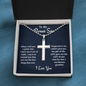 Stepson Gift Men’s Cross Necklace, To My Bonus Son Military Chain Necklace, Bonus Son Birthday Gift, Gift From Stepdad or Stepmom, Christmas Gift