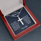 Stepson Gift Men’s Cross Necklace, To My Bonus Son Military Chain Necklace, Bonus Son Birthday Gift, Gift From Stepdad or Stepmom, Christmas Gift