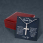 Stepson Gift Men’s Cross Necklace, To My Bonus Son Military Chain Necklace, Bonus Son Birthday Gift, Gift From Stepdad or Stepmom, Christmas Gift