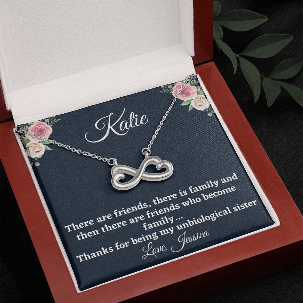 Gift for Best Friend, Personalized Infinity Hearts Necklace, Unbiological Sister Gift, Gift For Your BFF, Sister Gift