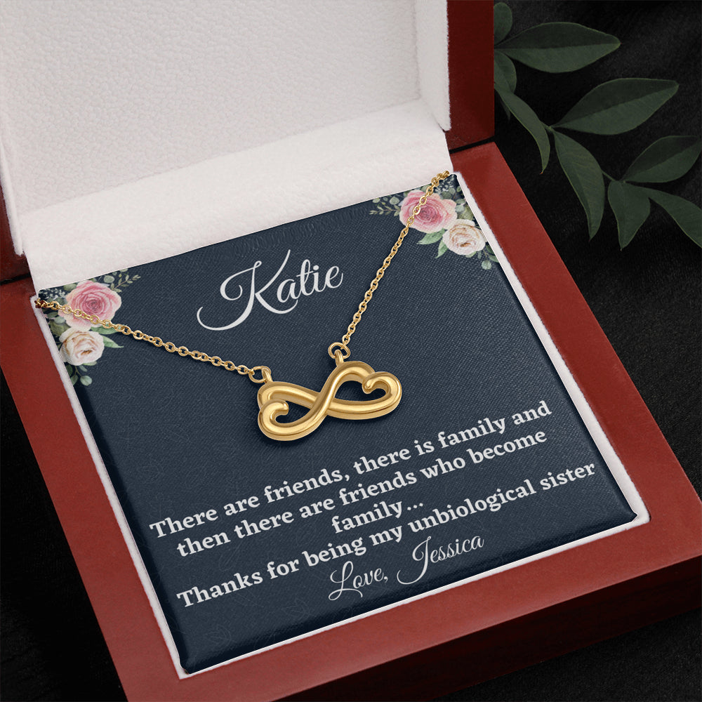 Gift for Best Friend, Personalized Infinity Hearts Necklace, Unbiological Sister Gift, Gift For Your BFF, Sister Gift