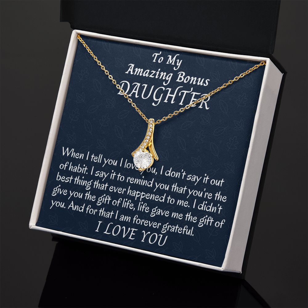 To My Amazing Bonus Daughter, Alluring Beauty Necklace Gift For Her, Christmas Gift From Loving Bonus Mom, Meaningful Gift
