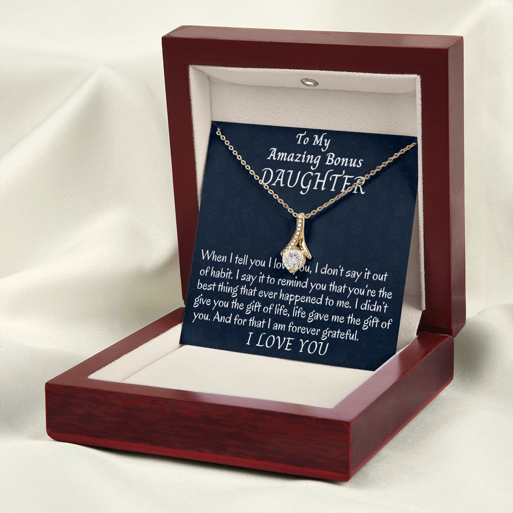 To My Amazing Bonus Daughter, Alluring Beauty Necklace Gift For Her, Christmas Gift From Loving Bonus Mom, Meaningful Gift