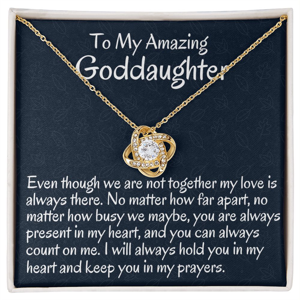 To My Amazing Goddaughter, Love Knot Necklace, Meaningful Gifts, Birthday Gift, Christmas Gift Ideas, From Loving Godmother.