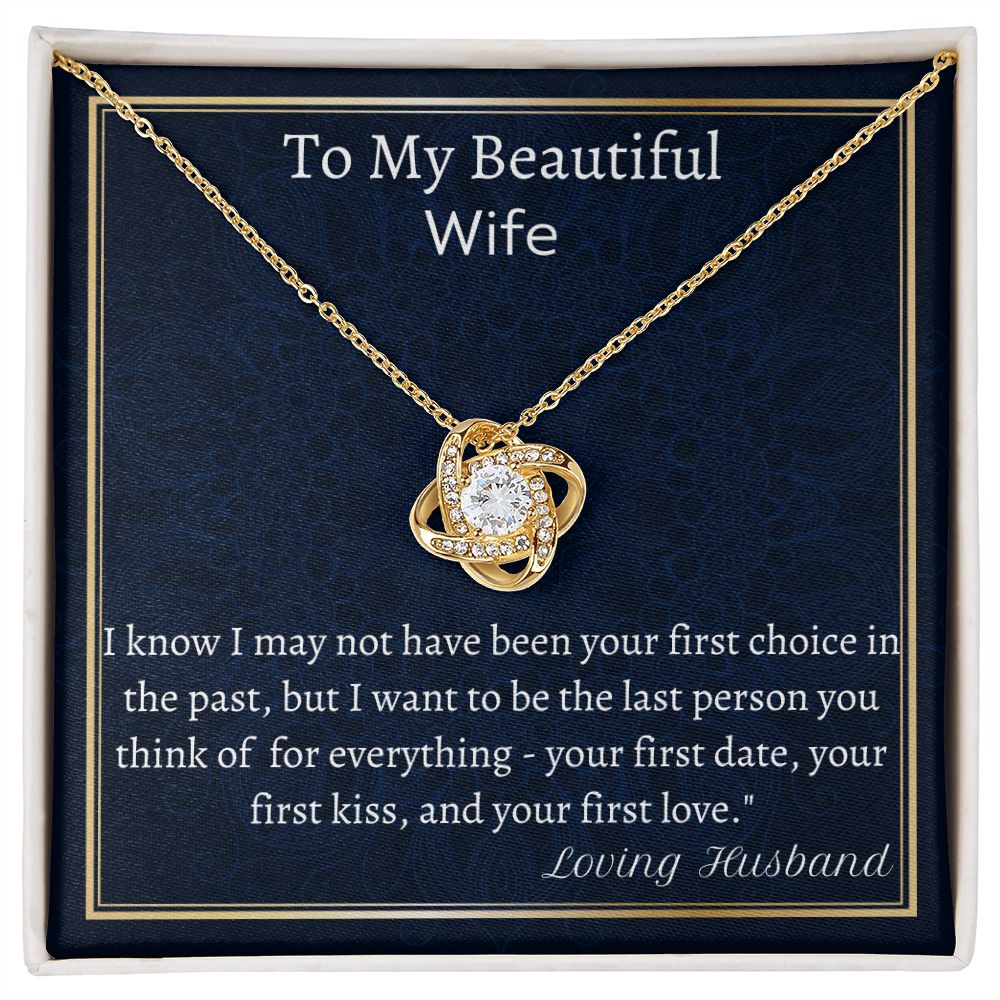 To My Beautiful Wife Love Knot Necklace, AnnIversary Gift, Valentine Jewelry Gift, Birthday Gift For Wife, Sentimental Gift.