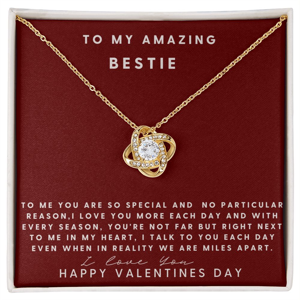 To My Amazing Bestie Love Knot Necklace, Valentine;s Day Gift For Her, Best Friend's Valentine Gift, Sentimental Gift, To My Amazing Bestie.