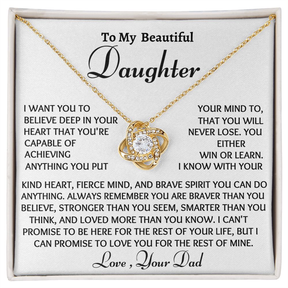 Ready To My Daughter Love Knot Necklace, Birthday Gift From Dad, Christmas Gift For Her, Dad to Daughter Gift.
