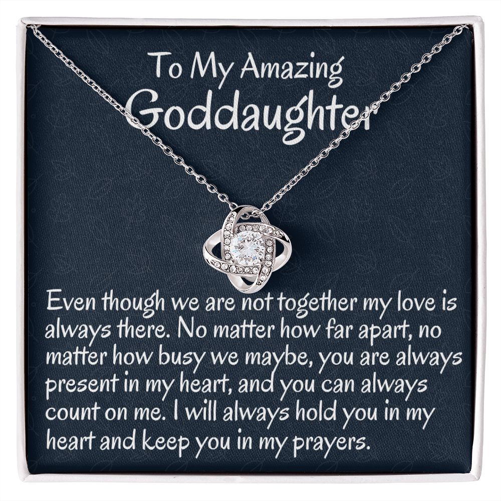 To My Amazing Goddaughter, Love Knot Necklace, Meaningful Gift, Christmas Gift, From Loving Godmother.