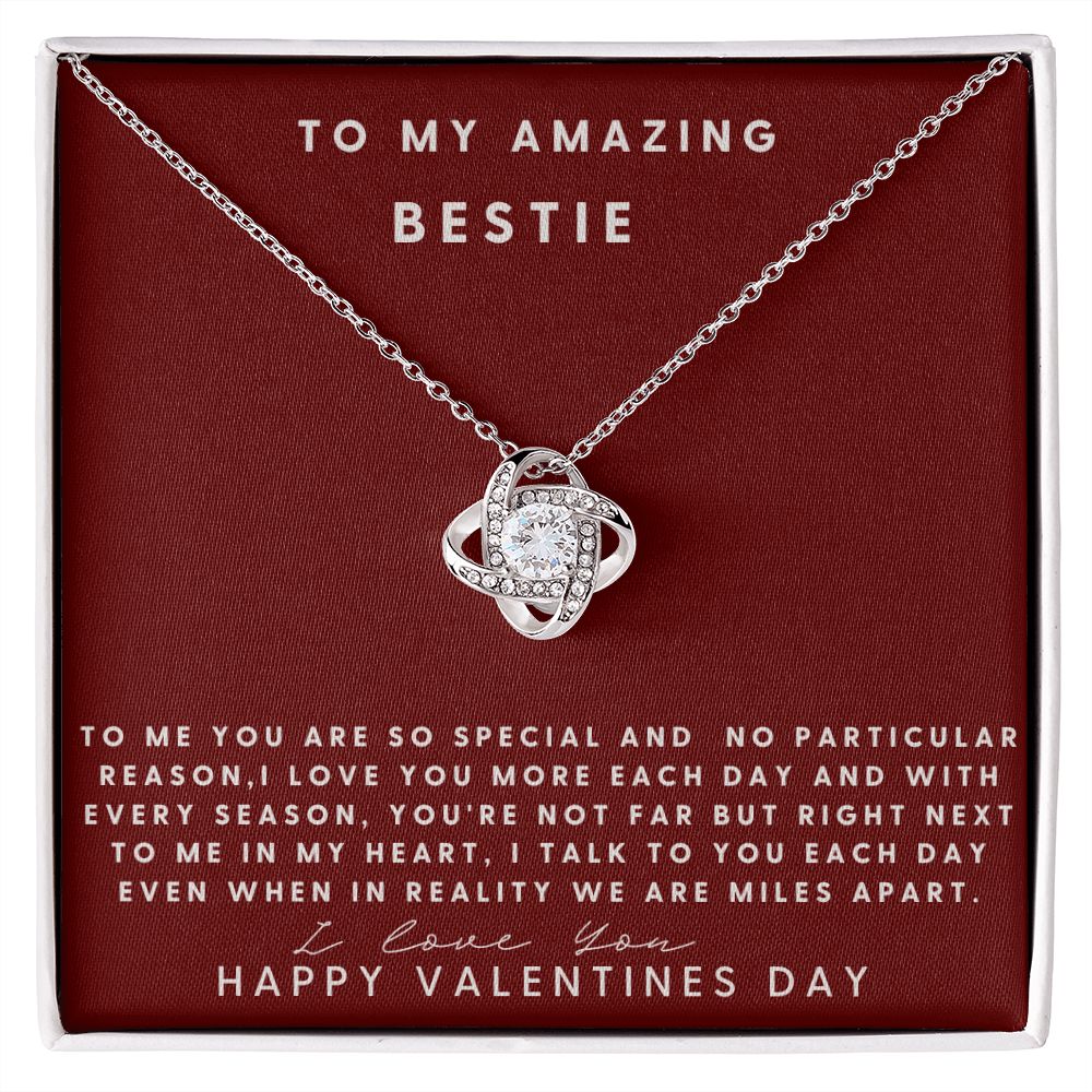 To My Amazing Bestie Love Knot Necklace Valentine s Day Gift For Her All Family Gear Collections