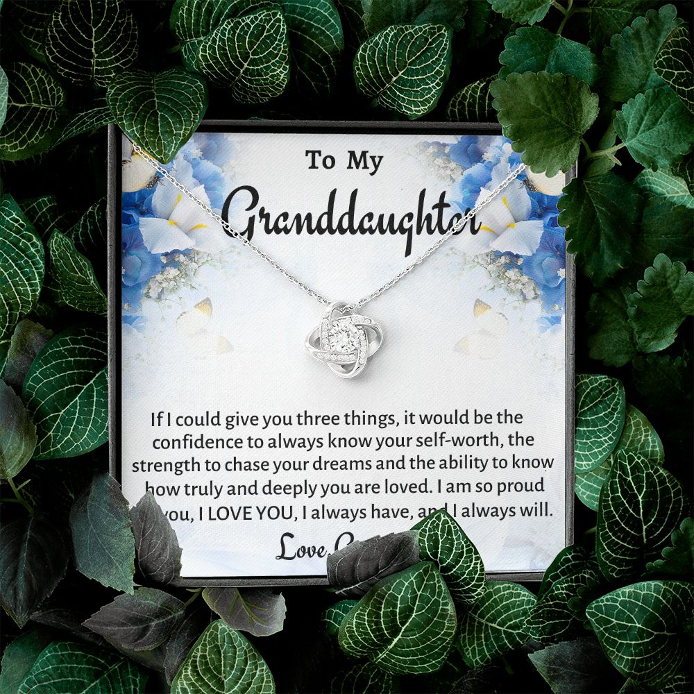 To My Granddaughter Love Knot Necklace, Meaningful Gift, Birthday Gift For Her, Graduation Jewelry Gift, Unique Necklace.