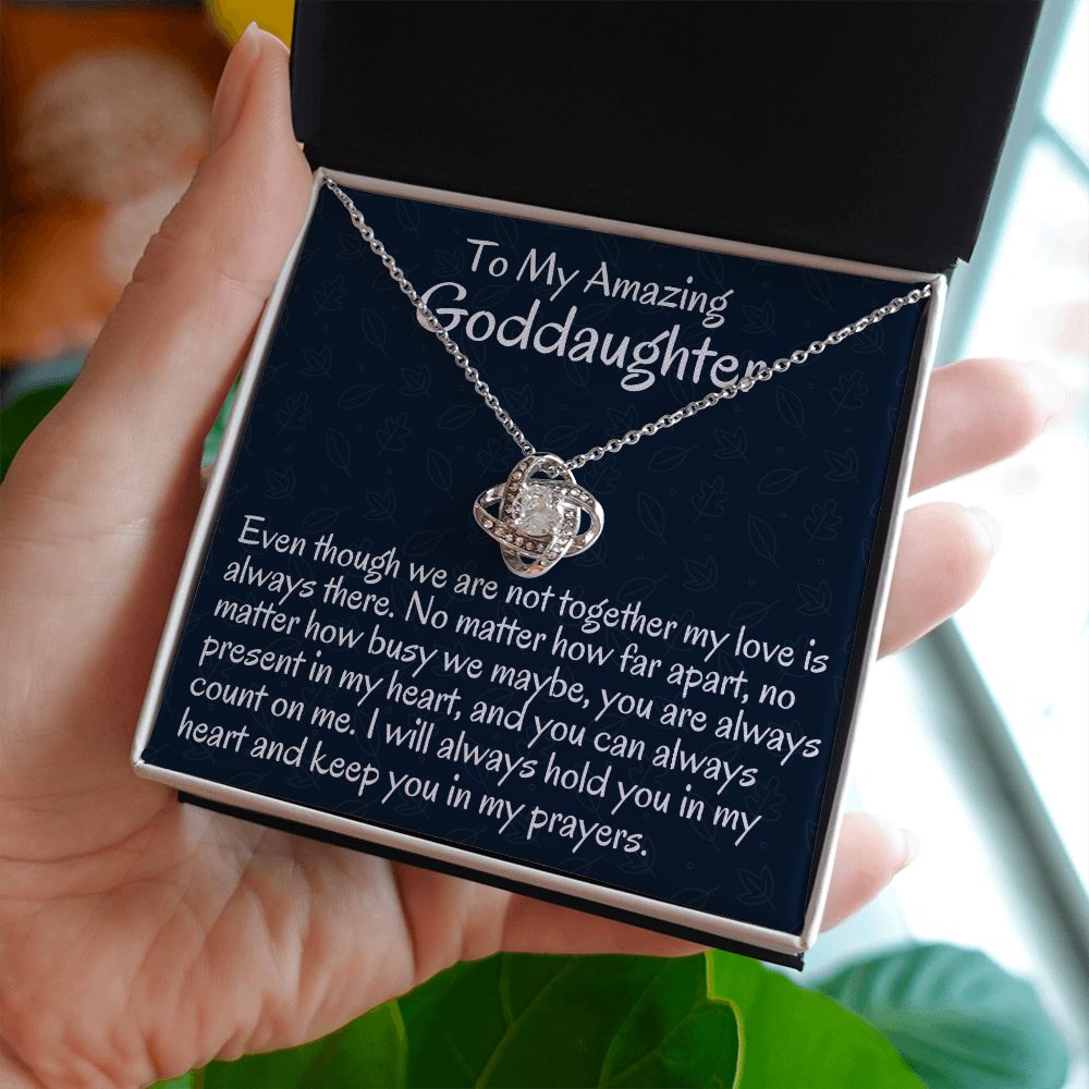 To My Amazing Goddaughter, Love Knot Necklace, Meaningful Gift, Christmas Gift, From Loving Godmother.