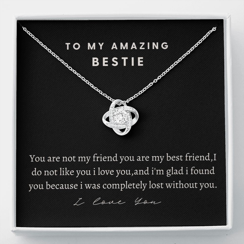 To My Amazing Bestie Love knot Necklace, Birthday Gift For An Amazing Bestie, Women Jewelry Gift, From Bestfriend, I Love You Bestie.
