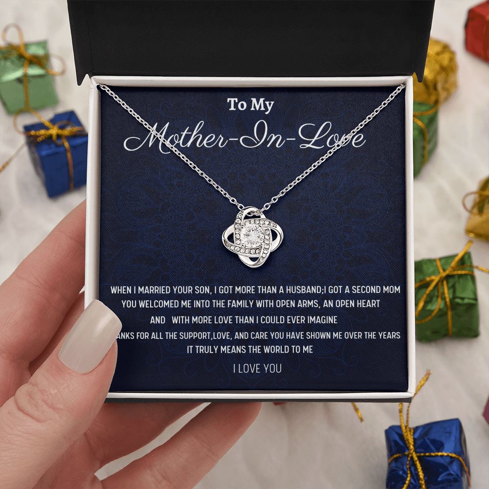 To My Mother In Love Love Knot Necklace, Birthday Gift For My Mother-In-Love, Birthday Gift For Husband's Mom, Mothers Day Gift, From Daughter-In-Love.