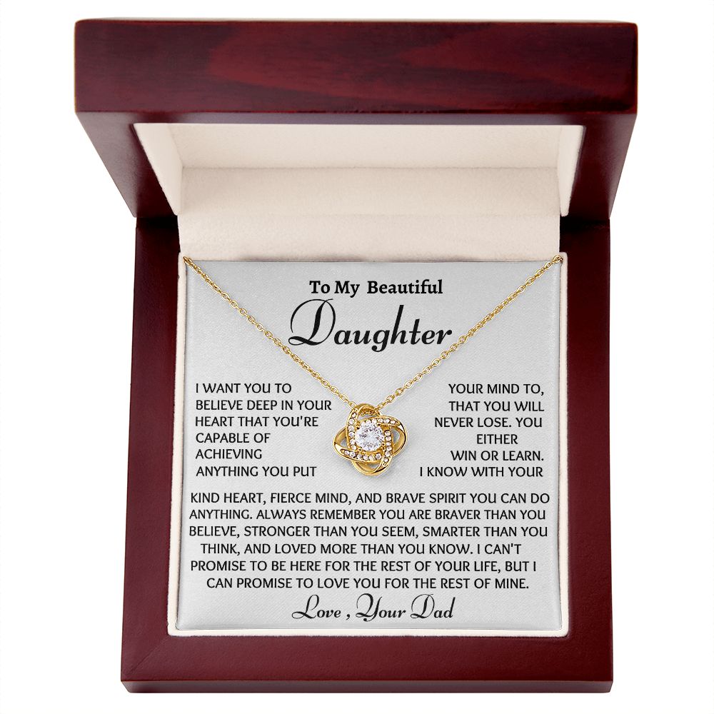 Ready To My Daughter Love Knot Necklace, Birthday Gift From Dad, Christmas Gift For Her, Dad to Daughter Gift.