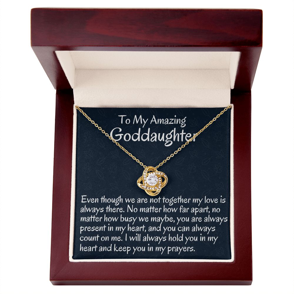 To My Amazing Goddaughter, Love Knot Necklace, Meaningful Gift, Christmas Gift, From Loving Godmother.