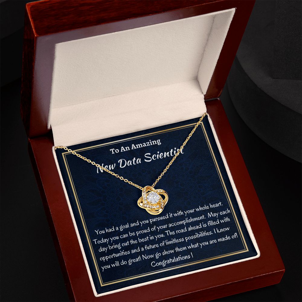 To An Amazing New Data Scientist Love Knot Necklace, Congrats Grad 2022, Congratulations Gift For Her, New Data Scientist Jewelry Gift, Meaningful Gift.