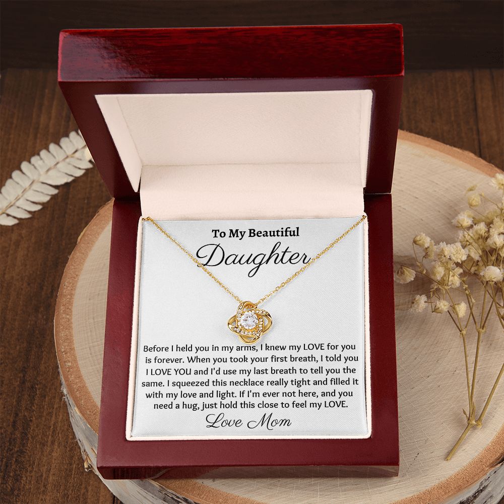 Ready To My Beautiful Daughter, Love Knot Necklace, Christmas Gift, Meaningful Gift, Birthday Gift, From Loving Mom, Appreciation Gift.